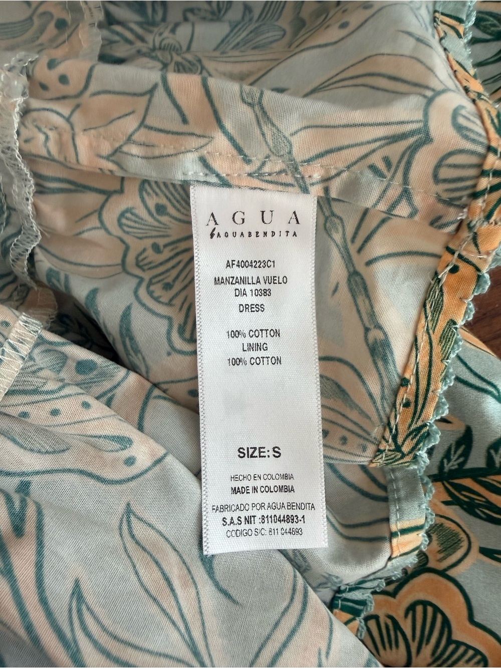 Agua by Agua Bendita Aqua and Yellow Floral Puff-Sleeve Mini Dress - Picture 7 of 7